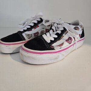 Vans Old Skool Donut Print Kids Sneakers Size 11.5 | Black White Pink